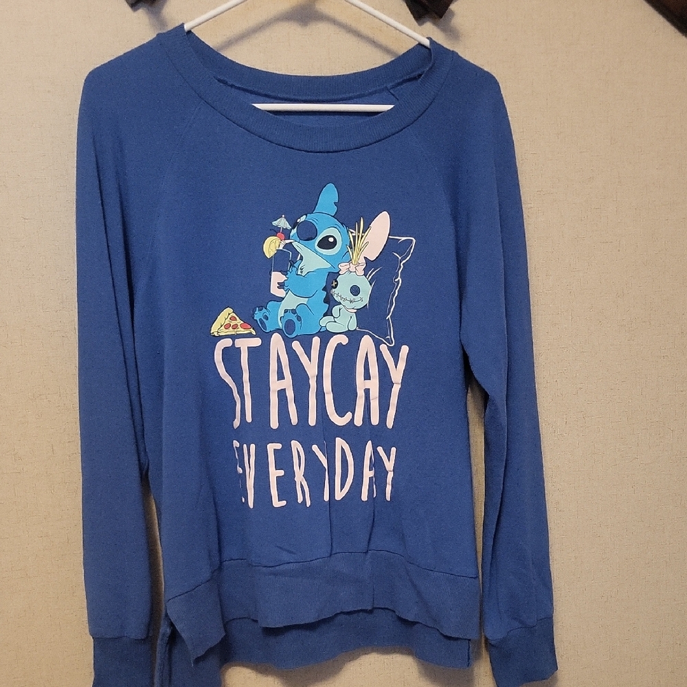 Disney Blue Sweatshirt with Stitch Graphic